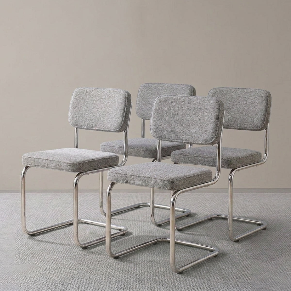 Pack 4 Sillas Comedor Cocina Moderna Metal Acolchada Breuer Gris Venhoouse