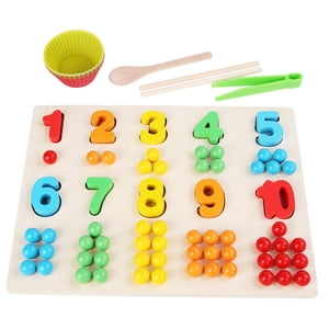 Bothyi - Juego De Cuentas De Madera Número Rompecabezas Montessori Juguetes De Entrenamiento De Aprendizaje Preescolar