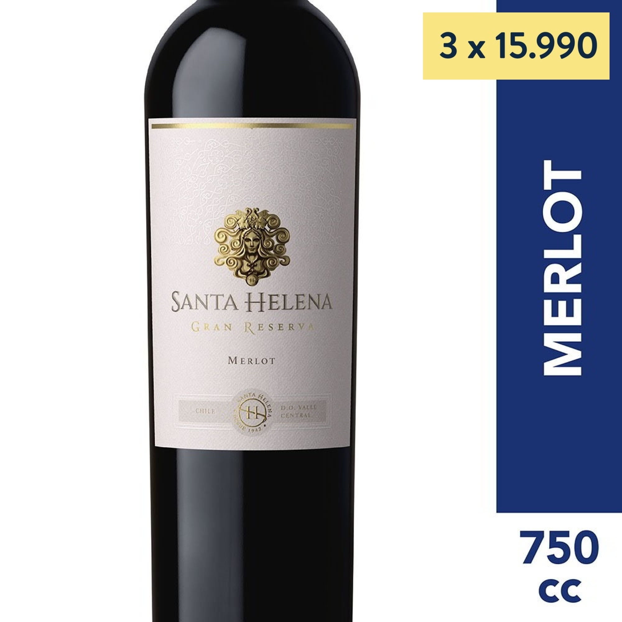 Vino Tinto Merlot Gran Reserva 13° Botella 750 cc Santa Helena