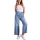 thumbnail image 2 of INSPIRE CHIC Pantalones Vaqueros de Pierna Ancha para Mujer Regreso a Clases con Cintura Elástica y Cordón Casual con Bolsillos Azul Claro S, 2 of 5