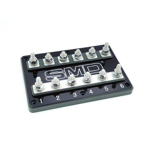 Bloque de fusibles SMD de 6 posiciones negro aluminio de alta resistencia