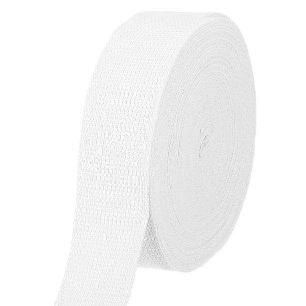Uxcell Cinta de Algodón de 1.5 Pulgadas 11 Yardas de Poliéster Algodón Tejido Correa de Cinta de Sarga para Manualidades Asas de Bolsas de Tela Cinturón para Hacer Suministros al Aire Libre, Blanco