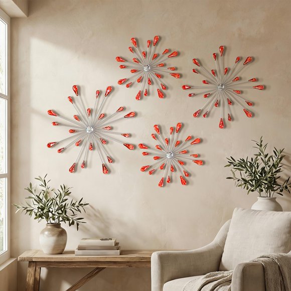 Arte de Pared ZEXUIRU Set de 4 Piezas Estrella Roja de Metal 33/30/25/25 cm