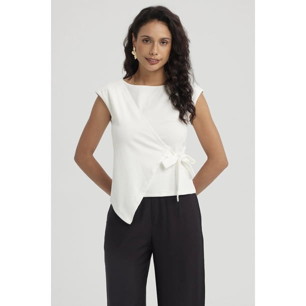 Polera Mujer Con Bote Escote Cruz Crudo