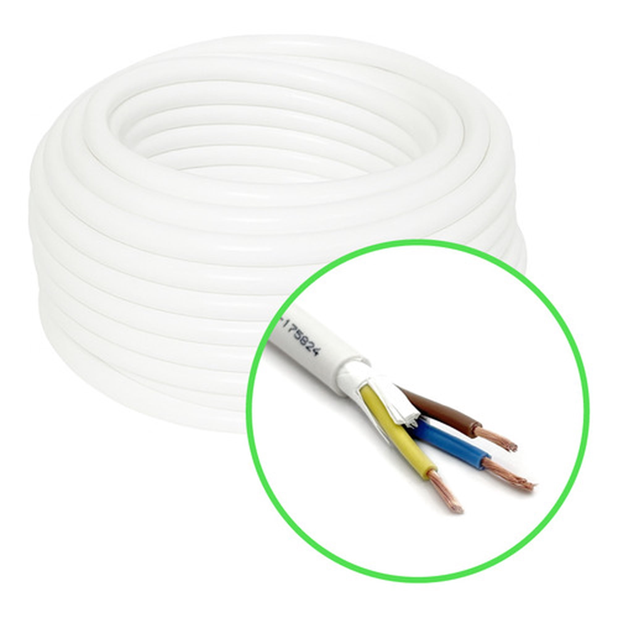 Veltrox - Cordón Eléctrico Flexible 3x1 50mm2 10m Blanco Sec Blanco