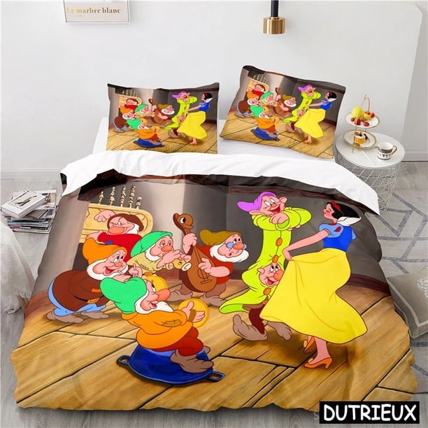 Snow White Cushion Cover Bedding 100% Polyester 3D Digital Printing Bedding King Size Printing Children's Gift Bed Sheets