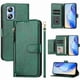 thumbnail image 1 of Funda tipo cartera para Negroview A52/A52 Pro con bolsillo con cremallera, tarjetero, soporte, correa para la muñeca y tapa de cuero verde, 1 of 5
