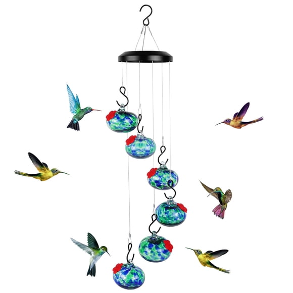 Comedero para Colibrí con Carillón de Viento HEADAK LIFE de Vidrio para Exterior