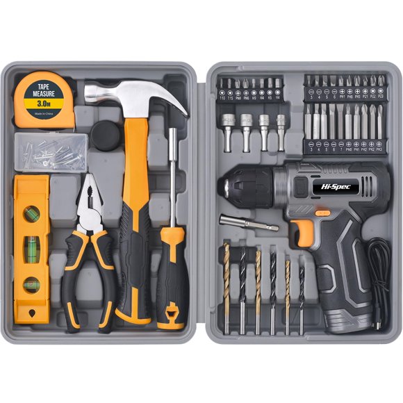 Set de Taladro Inalámbrico Hi-Spec 8V Recargable por USB Gris