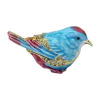 Ioensy - Caja De Joyería Con Bisagras Esmaltadas, Soporte Para Anillos, Figurita Coleccionable, Caja De Baratija De Pájaro, Azul