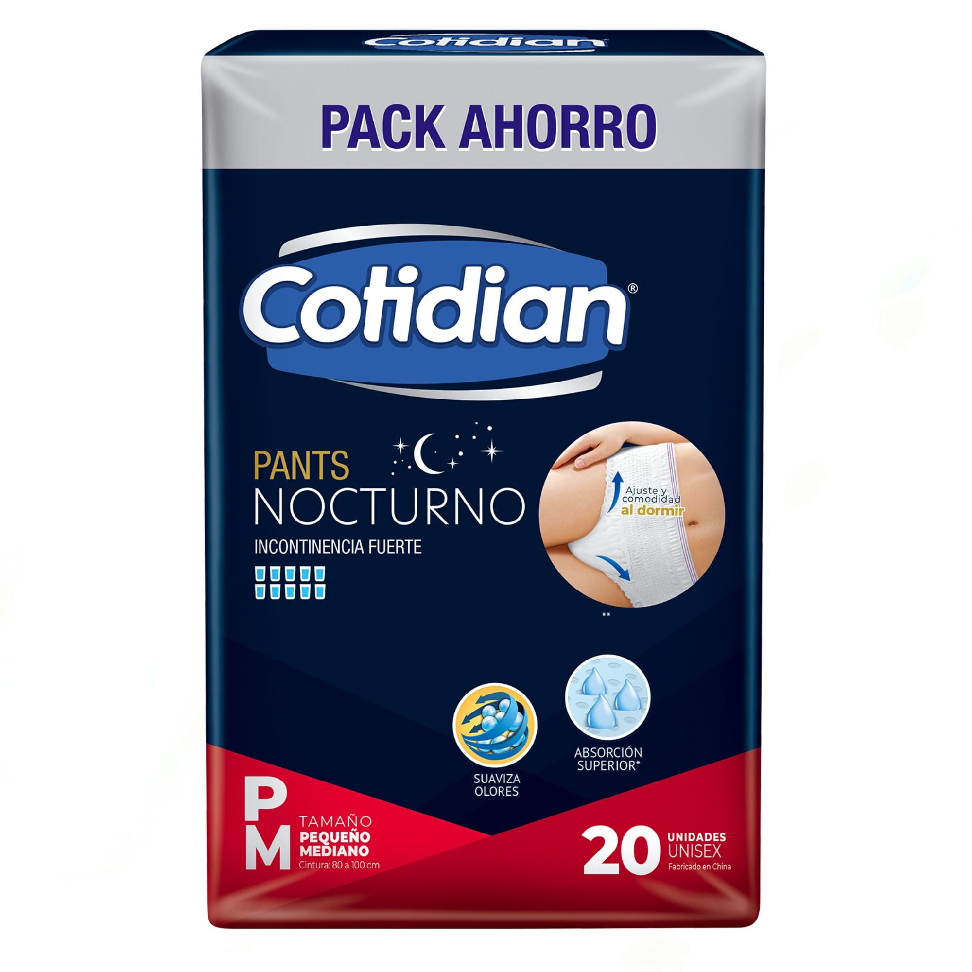Pants Nocturnos Incontinencia Fuerte P/m 20 Un Cotidian