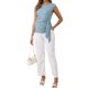 thumbnail image 2 of Blusa de Maternidad con Lazo en la Cintura de INSPIRE CHIC para Mujeres, Manga Corta, Verano 2025, Camiseta para Oficina, Trabajo, Azul Medio, 2 of 6