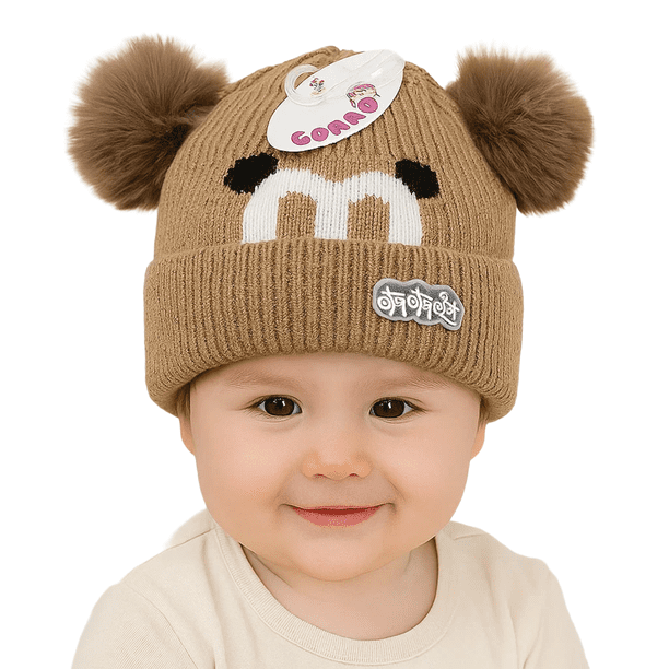 Gorro Invierno Infantil De Lana Diseño Cerdito Con Pompon