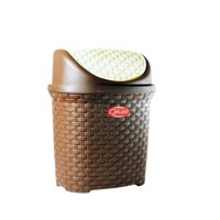Qplast - Papelero Vaiven Ratán 8Lts Cafe-Beige