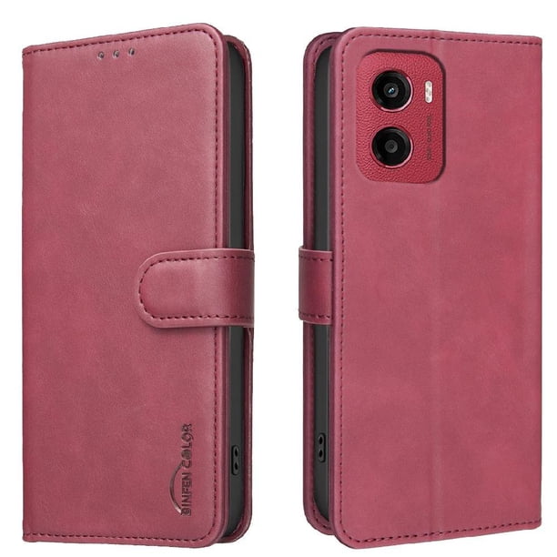 Funda Billetera para Motorola Moto G05 Protección RFID y Soporte Ajustable Rojo