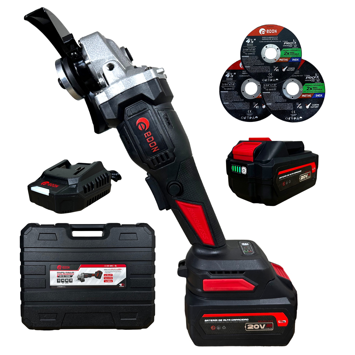 Esmeril Angular Inalámbrico Edon Ed-Zl-125 Bl