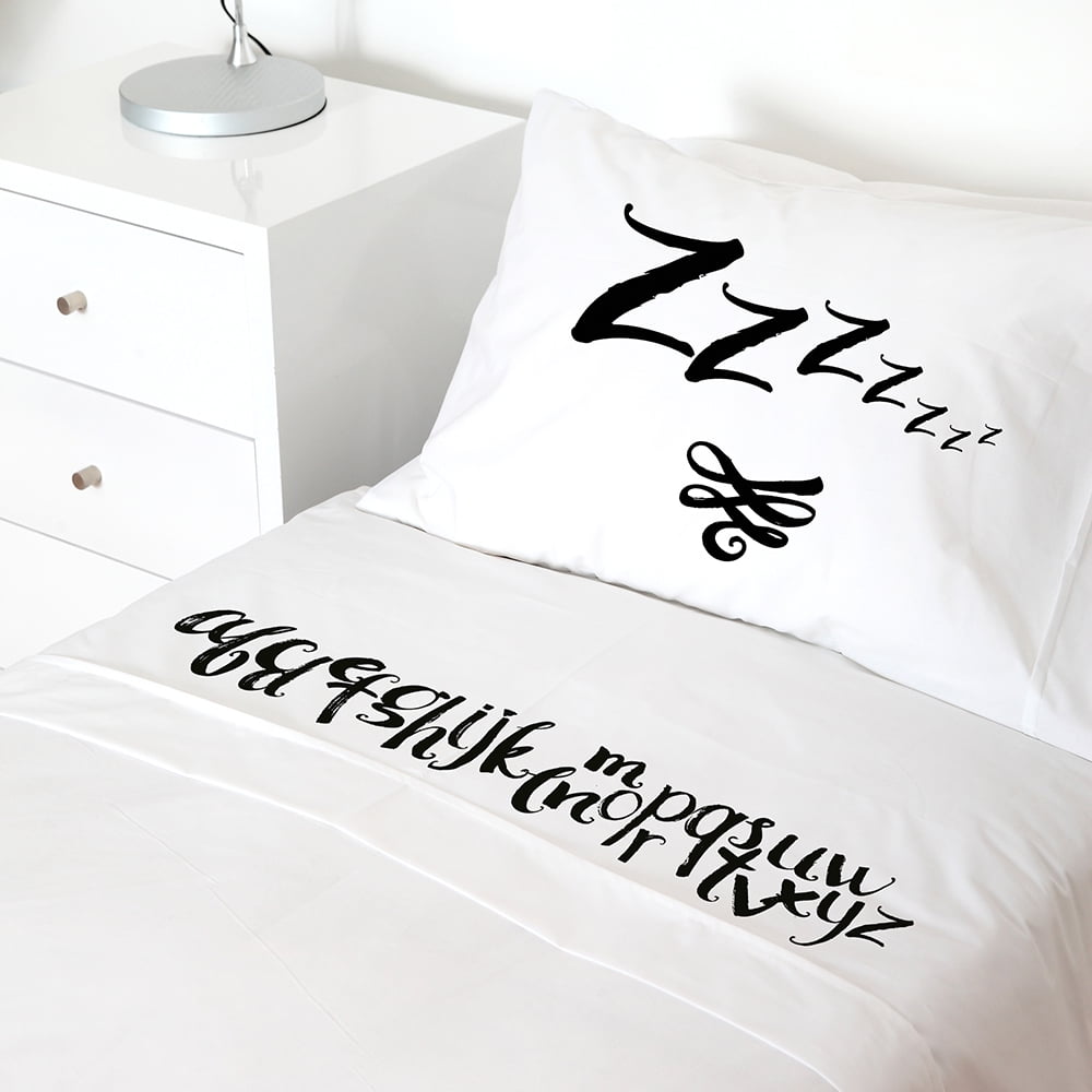 Tuyo Print - Juego De Sábanas 1,5 Pl Letras Pizarra