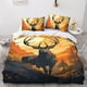 thumbnail image 2 of Funda nórdica de ciervo de 3 piezas, juego de ropa de cama 3D con animales salvajes, funda de edredón de microfibra suave, con fundas de almohada, con cremallera para adultos., 2 of 3