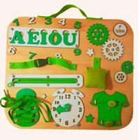 Genérico - Panel Sensorial Montessori 10 Actividades Tamaño L Verde