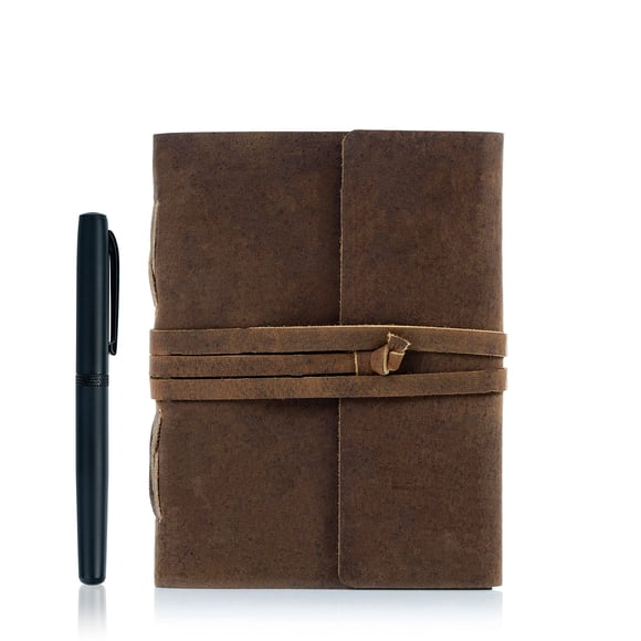 Leather Journal KomAlc, papel rayado hecho a mano con bolígrafo de lujo