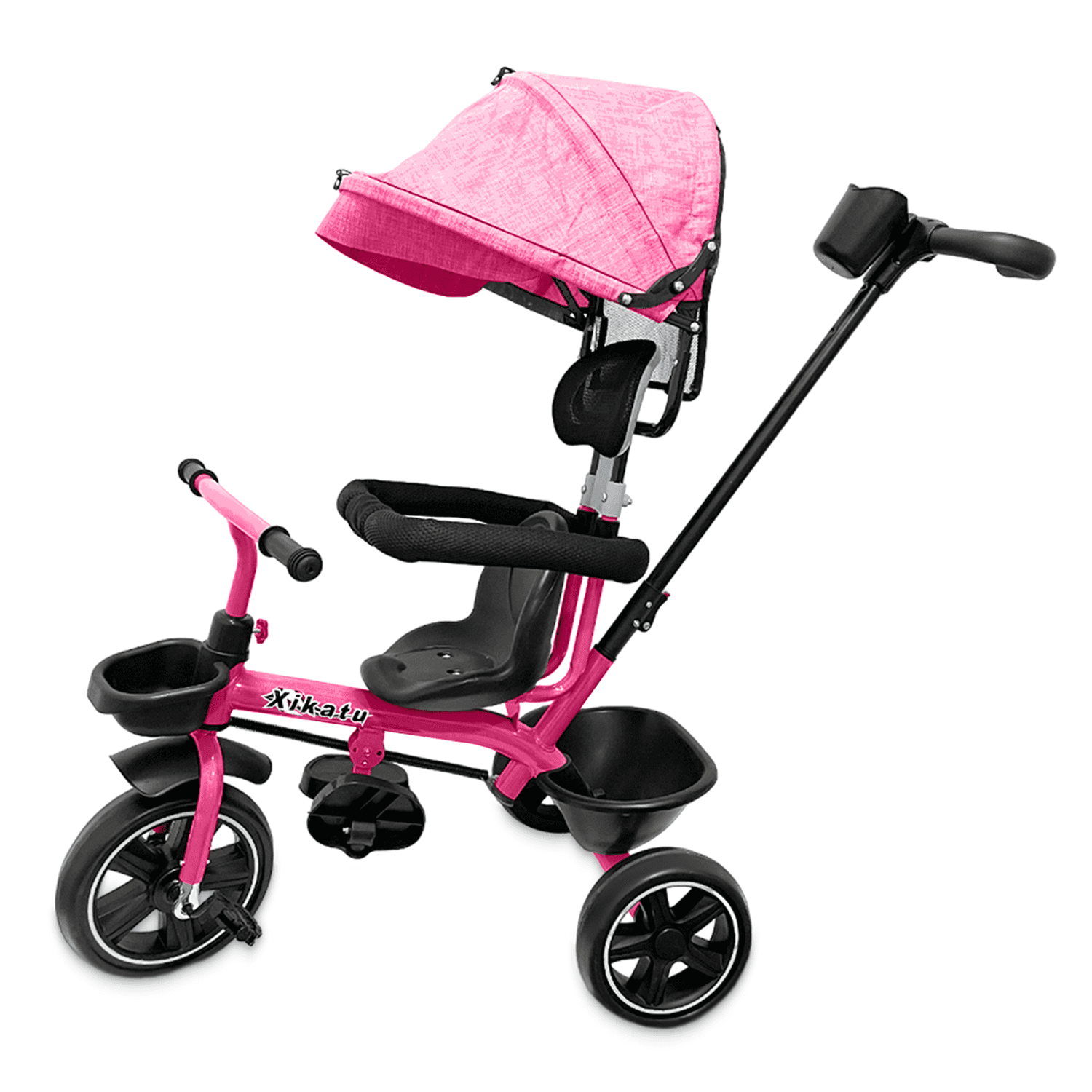 Mundo Online - Triciclo Coche Infantil 5 En 1 Toldo, Mango Direccional Rojo