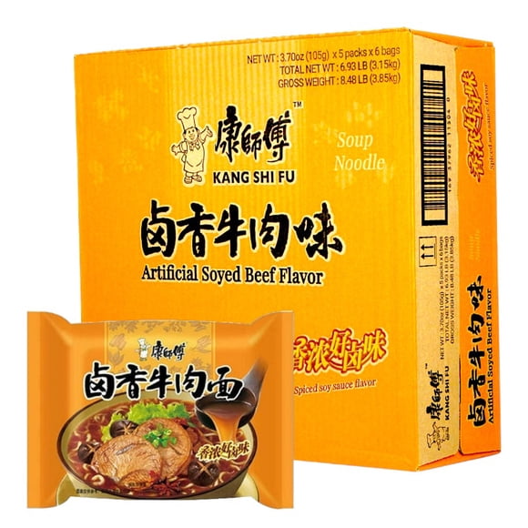 Fideo Instantaneo Kang Shi Fu Sabor Artificial Carne Especiada a Soja 105g*30 Bolsas