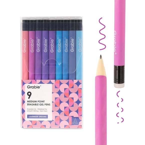 Grabie Set 9 Bolígrafos de Gel Borrable Tonos Azul-Violeta