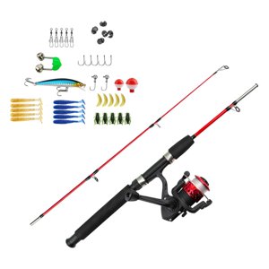 Ioensy - Gear De Pesca De Pescación Para Niños Regalos De Cumpleaños Con Caña De Pesca Roja