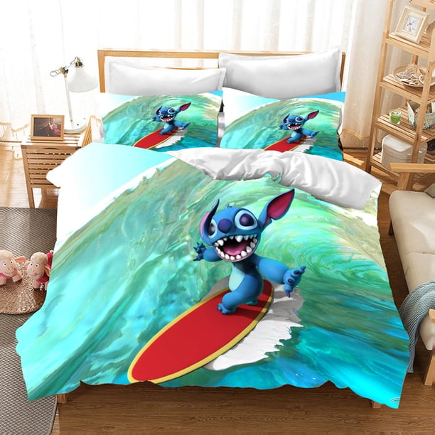 v2632 Bed Sheets Duvet Cover Anime Stitch Cartoon Children King Size Set Comforter Queen Twin Size Grade A Printed Bedding Quilt Cover 3-Piece Bedding Set (1 Duvet Cover + 2 Pillow Shams) Bed Sheets