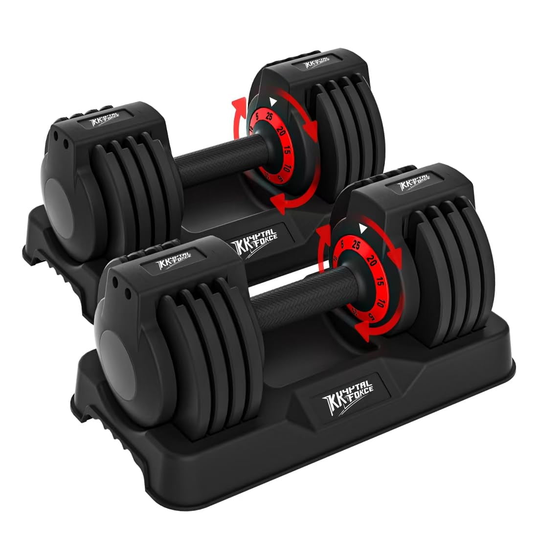 Par De Mancuernas Kryptal Force Ajustables De 11/25 Kg Con Antideslizante