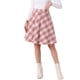thumbnail image 1 of Falda corta de línea A con cintura elástica y diseño clásico de cuadros vintage para mujer para otoño e invierno Beige Rosado M, 1 of 6