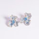 thumbnail image 2 of Aretes Elegantes de Flores para Mujer, Aretes de Botón Azules de Plata Esterlina, Delicados Aretes de Diamante Azul Simulado con CZ para Mujer, Aretes de Novia de Corte Mixto, Aretes de Boda, 2 of 5