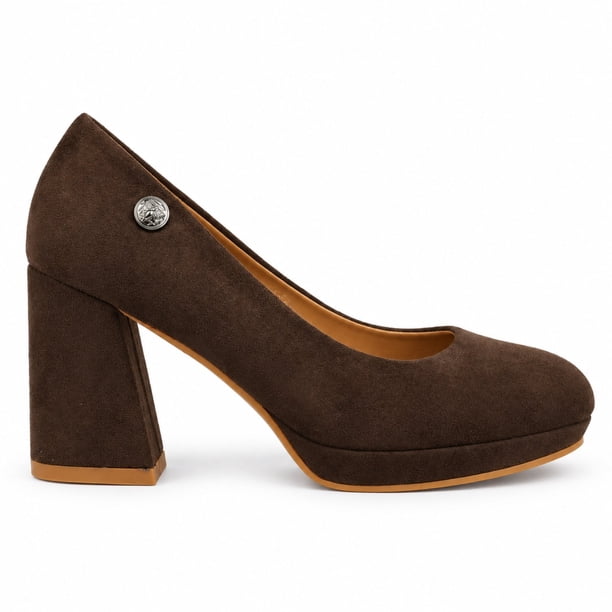 Zapato de Mujer Formal Gamuza Taco Cuadrado 8cm