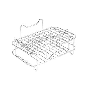 Magideal - Estante De Doble Capa Con Estante Para Brochetas, Cesta Para Freidora De Aire, Bandeja Para Enfriar, Secar Y Hornear, Kits De Estante Para Freidora De