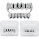 thumbnail image 4 of Grillz de colmillo de vampiro chapado en oro de 18 quilates y plata para dientes superiores e inferiores, ideal para hombres y mujeres, talla única., 4 of 6