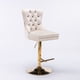 thumbnail image 2 of A&A Furniture,Thick Golden Swivel Velvet Barstools Adjusatble Seat Height from 27-35 Inch, Modern Upholstered Bar Stools with Backs Comfortable Tufted for Home Pub and Kitchen Island (Beige,Set of 2), 2 of 3
