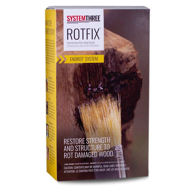 Sistema de reparación de podredumbre para restauración de madera, tres resinas Rotfix