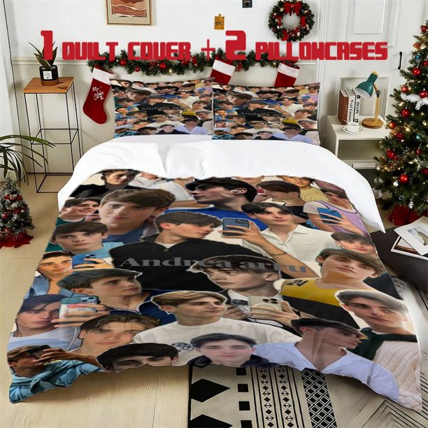 3pcs Andrea Arru Selfie Printed Bedding Set Soft Duvet Cover with 2 Pillowcases All Season Comfort