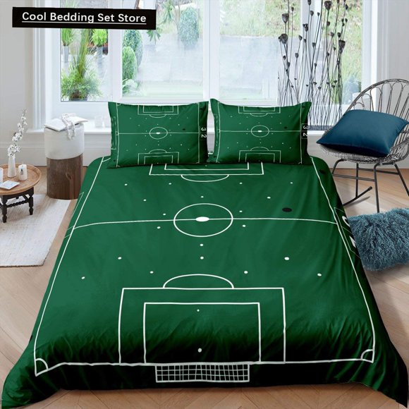 Green Football Field Duvet Cover Soccer Field Comforter Cover Boys Men Sport Games Bedding Set Polyester Quilt Cover Bed Sheets