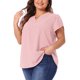 thumbnail image 4 of Agnes Orinda Blusas de Talla Grande para Mujer con Cuello en V Entallado, Mangas Cortas de Pétalo, Camisas Casual 3X Rosa, 4 of 6