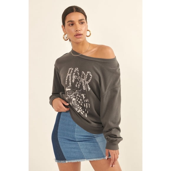 Una Sudadera con Gráfico de Felpa Francesa Teñida en Prenda en Color Carbón.