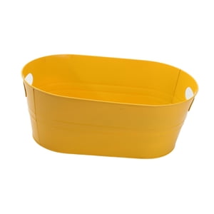 Magideal - Cubo De Hielo Galvanizado Ovalado Para Bebidas, Lata Rústica Para Fiestas, Cubo Para Vino, Cubo Para Cerveza, Para Enfriar Vino, Champán, Cócteles, Ba Amarillo