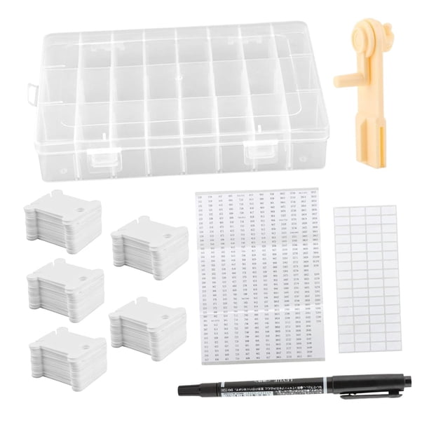 Kit organizador de hilo de bordar, divisores extraíbles, tarjetas de hilo de cartón portátiles con bolígrafo, bobinas de , caja de almacenamiento de