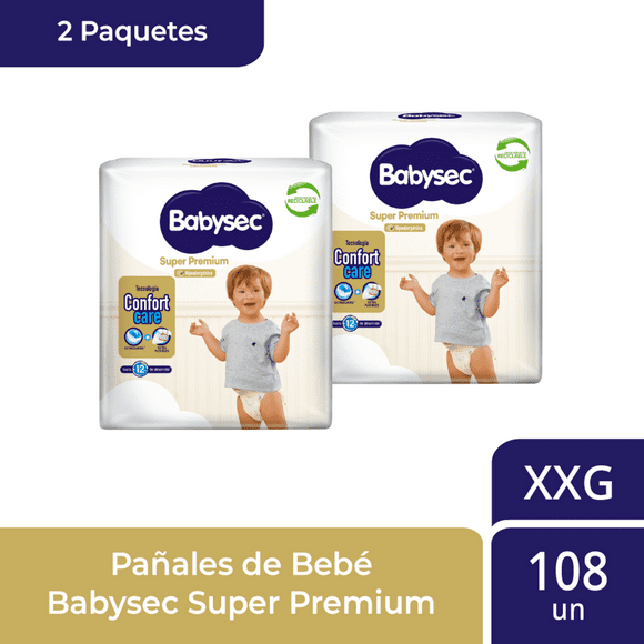 2 Paquetes Pañales de Bebé Babysec Super Premium 108 un XXG