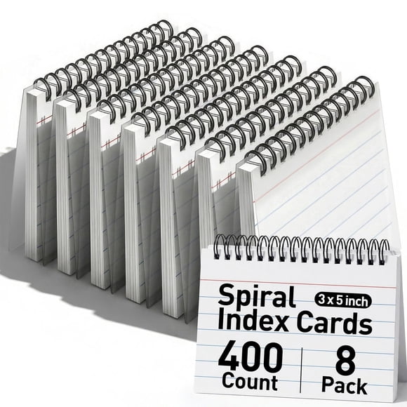 Tarjetas de índice Koogel 3x5 400 unidades con espiral, blancas