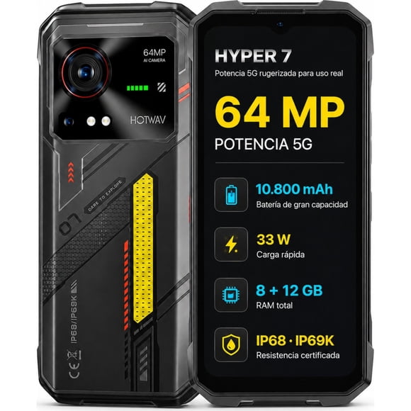 HOTWAV Hyper 7 5G Celular Rugged 20GB 256GB 10800mAh