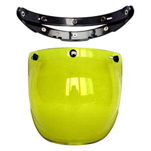 Ioensy - Protector De Lente De Visera Para Motocicleta 3 Snap Para Cascos Abiertos Amarillo
