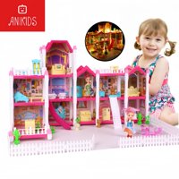 Anikids - Casa Muñecas Infantil Juguete Niñas Princesa Led 11 Cuartos
