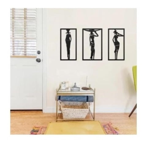 Genérico - Cuadro Decorativo Damas Africanas Pack 3 Unidades