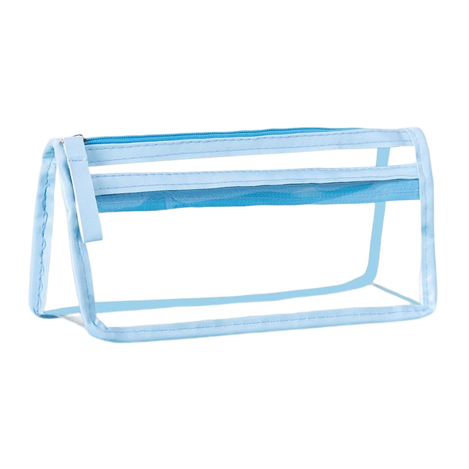 Magideal - Bolsa Para Bolígrafos, Resistente Al Agua, Multifuncional, Transparente, De Gran Capacidad, De Doble Capa, Caja De Almacenamiento De Pvc, Bolsa Marcad Azul